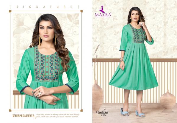 Mayra khushboo Rayon embroidery Designer kurti collection        